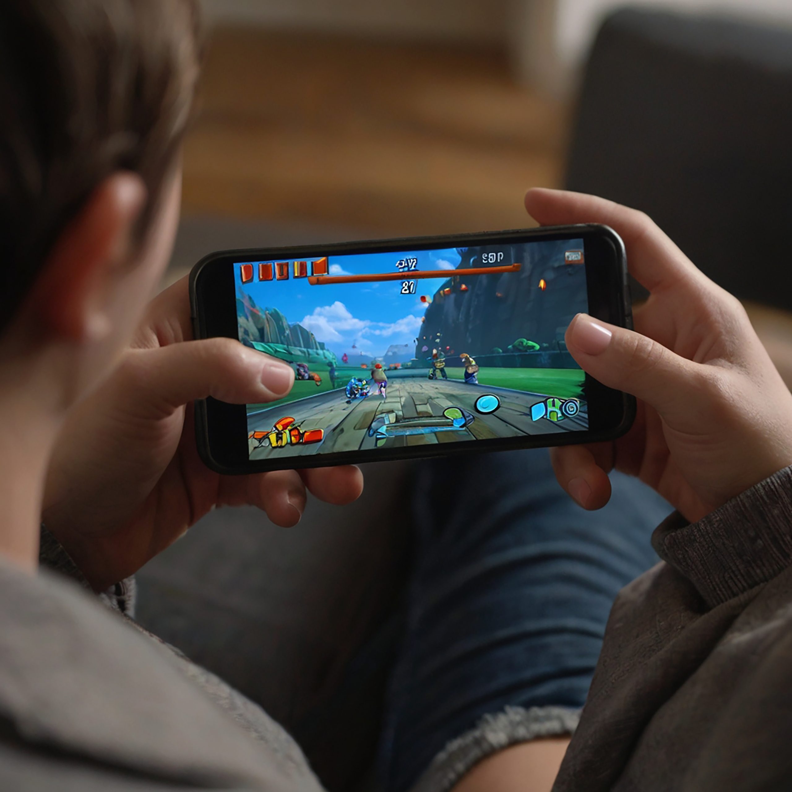 Boy Is Playing Game His Phone Scaled